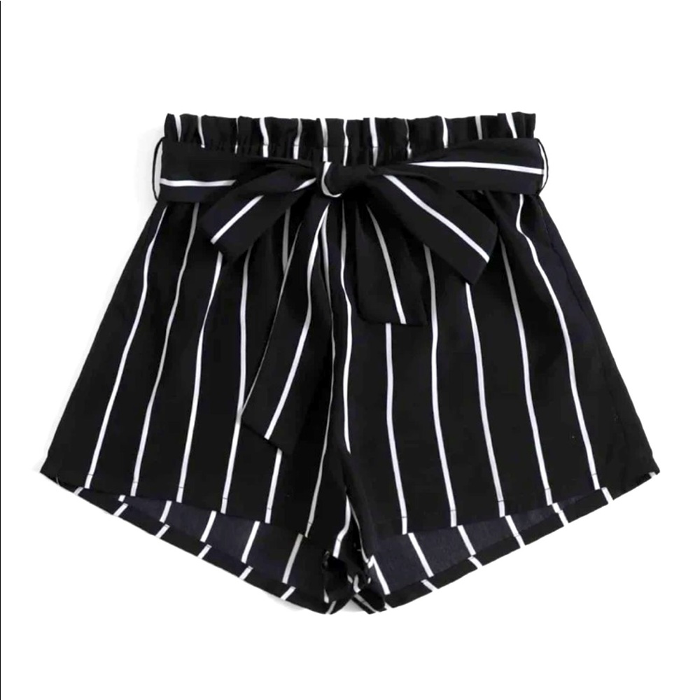 Black and white striped shorts